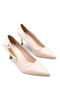 Nova Aria Women's Pointed Toe Thin Heeled Shoes 00123002 Skin Color - 3