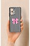 Poco F5 Compatible Pink and White Ribbon Patterned Silicone Case