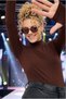 Crew Neck Long Sleeve Finger-Loop Blouse Fitted Stretchy Knitted Luxury Women's T-Shirt - 8