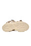 Women's Cream Stone Detailed Velcro Thick Sole Sandals B123 Z - 5