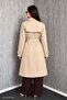Women's Plus Size Lined Long Belted Buttoned Trench Coat 5958 - 3