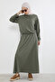 Collared Zipper Detail Skirt Suit - Khaki - 3