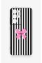 Samsung S21 Ultra Compatible Pink and White Ribbon Patterned Silicone Case - 2