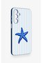 Samsung A16 Compatible Blue Starfish Patterned Silicone Case - 3