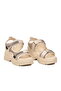 Women's Cream Stone Detailed Velcro Thick Sole Sandals B123 Z - 4