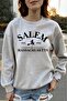Bs Salem Massachusetts Front Printed Women's Oversize Crew Neck Sweatshirt - 2