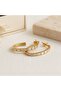 Gold Baguette Stone Steel Hoop Earrings