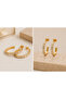 Gold Baguette Stone Steel Hoop Earrings - 2