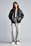 Water Repellent Dad Fit Polo Collar Elastic Waist Zippered Faux Leather Coat H1870Ax26Au - 2