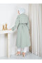 Double-Breasted Collar Belted Button Detailed Lined Hijab Trench Coat Rc3167 - 8