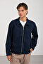Men's Shirt Collar Button Sleeves Stripe Detailed Cashmere Coat - 4