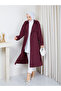 Double-Breasted Collar Belted Button Detailed Lined Hijab Trench Coat Rc3167 - 4