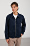 Men's Shirt Collar Button Sleeves Stripe Detailed Cashmere Coat - 3