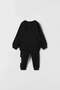 Unisex Black Basic Printed 3 Thread Fabric Tracksuit Bottom Set - 2
