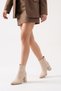Women's Beige Pointed Toe 9 cm Heeled Boots - 2