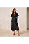 FRONT WRAP SHORT SLEEVE MIDI DRESS
