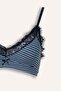 Striped Lace Detailed Ribbed Detachable Cap I3881Ax26Au - 3