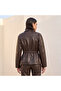 FAUX LEATHER JACKET WITH DRAWSTRING - 4
