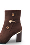 Leda Sia Women's Pointed Toe Heeled Boots 00120166 Brown Suede - 5