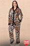 Women's Viscose Buttoned Pajamas Set Leopard Patterned Long Sleeve Comfortable Home Clothing 11443 - 6