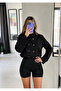 Choker Collar Belted Buttoned Trench Jacket - 4