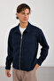Men's Shirt Collar Button Sleeves Stripe Detailed Cashmere Coat - 6