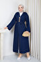 Women's Denim Jeans Kimono Cap with Gold Brooch - 4