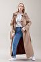 Women's Belted Long Trench Coat Oversized Cut - 5