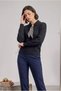 Women's Polo Collar Scarf-Trimmed Knitwear Sweater - 2