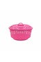 Sofiya Plastic Basket with Lid — 27×12 cm - Pink / Blue