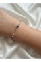 Steel Bracelet with Evil Eye Beads and Small Balls - Gold - 3