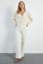 Collar and Hem Lace-Up Knitwear Cardigan - 3