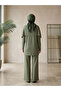Women's Modal Pique 3 Piece Set with Shoulder Shawl, Tunic Pants, Comfortable Fit, Hijab Set - Khaki - 2