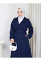 Double-Breasted Collar Belted Button Detailed Lined Hijab Trench Coat Rc3167 - 6