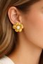 Gold Pearl Detailed Flower Steel Earrings - 3