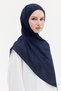 Plain Ramie Shawl - Navy Blue - 4