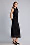 Crew Neck Polka Dot Gathered Tulle Sleeveless Midi Dress I6281Ax26Au