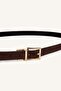 Women's Metal Rectangular Buckle Thin Faux Leather Jean Belt H7372Axns - 2