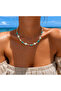 Turquoise white beaded turtle starfish object necklace - 2