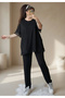 Blouse with Lace Detail on Sleeves and Hem Black - 3