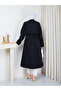 Double-Breasted Collar Belted Button Detailed Lined Hijab Trench Coat Rc3167 - 8
