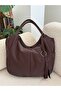 Large Size Casual Shoulder Bag with Zipper and Charm Detail