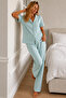 Women's Loose Fit Cotton Water Green Pajama Set - 5