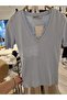 Svetla Collection Women's V-Neck Lace Detailed Short Sleeve Blouse - 2