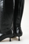 Women's Black Matte Patent Leather Pointed Toe Thin Heeled Western Style Non-Zipper Below-Knee Boots - Comfortable to Wear - 3