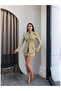 Collared Scarf Jacket Skirt Set - 2