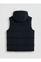 Black Regular Fit Hooded Men's Puffer Vest - 6