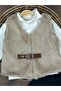 Plush Vest, Lined Leather Belt, Detailed Long Sleeve Badi Lycra Jeans, Fur Detailed 3-Piece Combination Baby Girl Set - 4