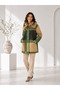 Women's Fur Collar Plaid Patterned Wool Textured Buttoned Coat & Cashmere Jacket - 4