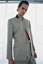 Allbucks Za -Ra Zw Collection Contrast Collar Blazer with Drawstring Waist in Linen Blend Abzra00129